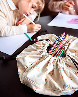 Play&Go Mini Portable 2 in 1 Storage Bag & Playmat in cotton - Mini Rainbow Storage Bag and Playmat